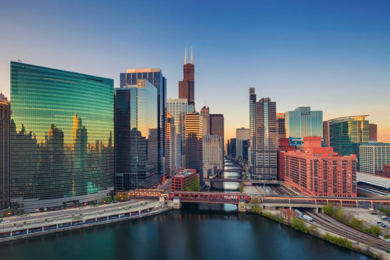 Chicago river at dawn